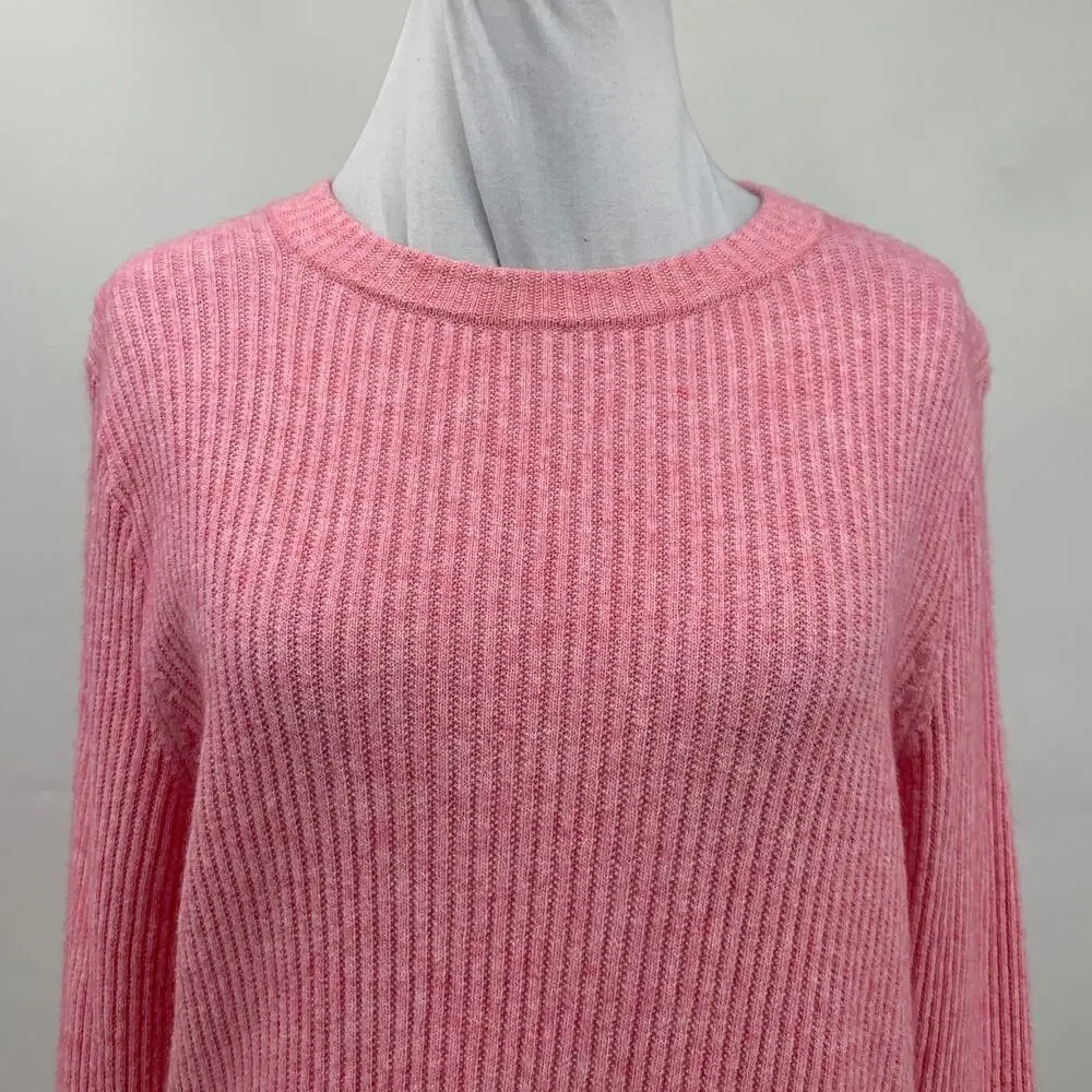 J Crew Sweater Womens L Large Bubble Gum Ribbed Crewneck Wool Blend Pullover